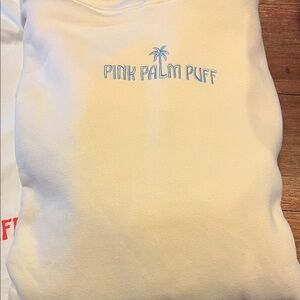 Pink Palm Puff, "Live in the Moment" Hoodie in Sand
